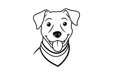 Happy Jack Russell Terrier Dog Line Art Illustration Design