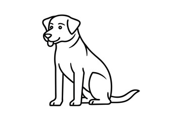 Adorable labrador retriever dog line art illustration sitting