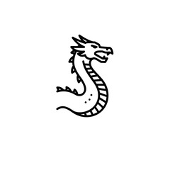 Fototapeta premium Dragon icon in a simple line art style for graphic design 