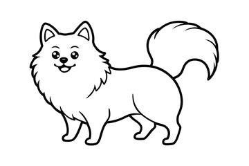 Adorable pomeranian dog cartoon outline illustration
