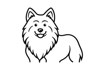 Happy fluffy dog cartoon line art illustration pet animal canine furry friend