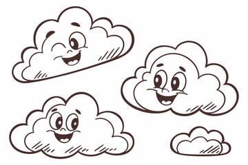 retro cartoon cloud collection in bold vector