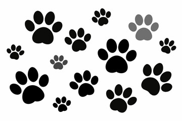 Fototapeta premium scattered paw shapes of varying opacity