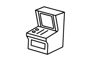 Retro arcade game machine outline illustration simple design