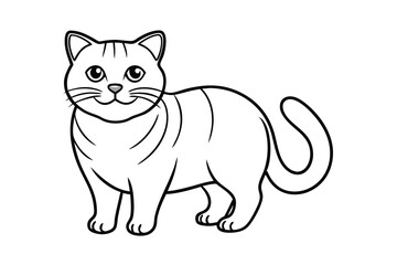 Adorable cartoon cat outline illustration perfect for coloring pages and kids activities