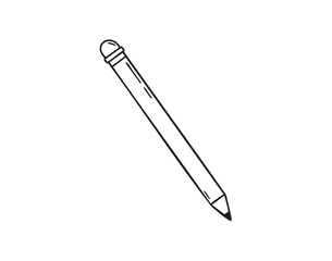 Pencil with eraser hand drawn doodle line scandinavian minimalism icon. Pencil single element for school, teaching, drawing, writing tool