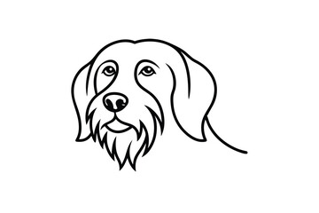 Elegant line art portrait of a wirehaired dog head