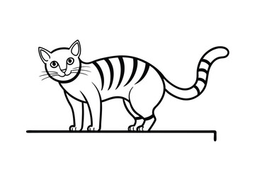 Adorable striped cat illustration line art design