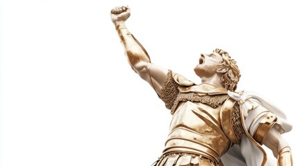 An inspiring statue of a warrior in armor, symbolizing strength, courage, and victory against adversity.