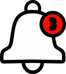 Bell three notification waiting icon simple symbol. Outline style design.