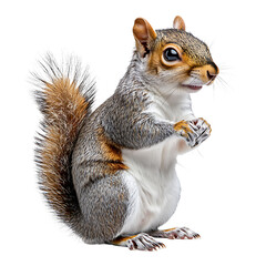 Obraz premium Curious Eastern Gray Squirrel Isolated on a Clean White Background