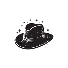 Black felt cowboy hat, a classic fashion accessory, isolated on white with a vector style