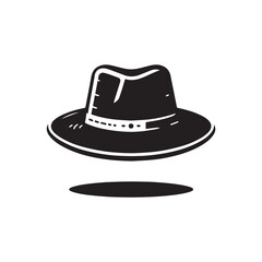 Black felt cowboy hat, a classic fashion accessory, isolated on white with a vector style
