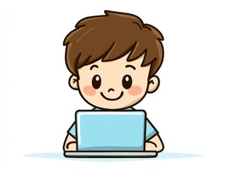 little boy with laptop