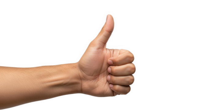 Thumbs up hand gesture stock photo for approval and success concept with black background image design . transparent background  png
