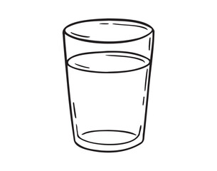 glass of water doodle hand drawn icon. Outline drawing glass of water line clipart symbol