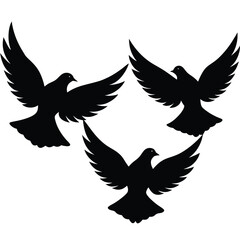 Obraz premium Three silhouetted flying doves representing peace freedom tranquility and spiritual concepts