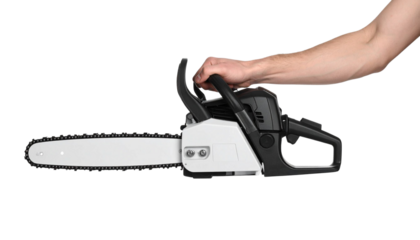 hand holding chainsaw png