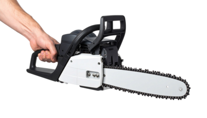 hand holding chainsaw png
