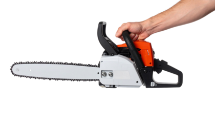 hand holding chainsaw png