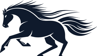  Running horse silhouette with flowing mane and tail