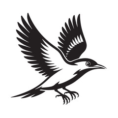 Obraz premium Black eagle silhouette vector illustration depicts a wild bird of prey in flight with powerful wings