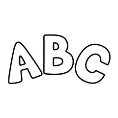 Line black letters ABC in arch shape for kids alphabet learning isolated on white background.	