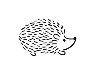 Cartoon doodle hand drawn cute hedgehog. Hand-drawn adorable hedgehog. Forest animals. Outline drawing for children.