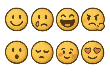 Fototapeta premium Emoji icons set – lo-fi, simple and expressive emotes for messaging apps