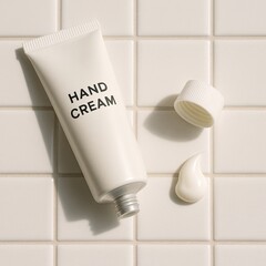 Hand Cream Tube on White Background: Skincare, Beauty Moisturizing Lotion Product Packaging and Beauty Essentials Vector for Personal Care and Health Routine