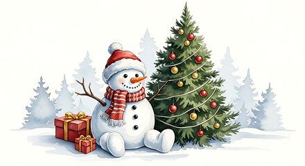 snowman with gifts
