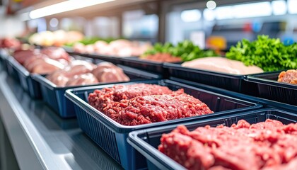 Supermarket Ground Meat and Mince Section