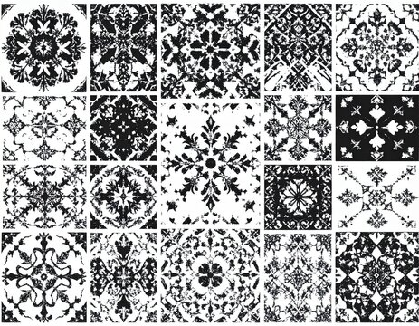 Czarno-biała mozaika w stylu grunge