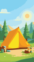 camping in the mountains vector