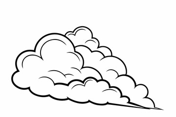 Fototapeta premium Set of fluffy cumulus clouds in silhouette style