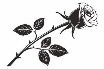 Single rose flower silhouette with minimal petals
