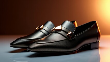 Elegant leather loafers with gold accent