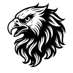 Fototapeta premium Eagle Illustration Vector: Tribal Art Monochrome Graphic Design of Powerful Bird Head with Fierce Expression and Ornate Details