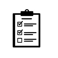 Icon Checklist on clipboard with checked items and blank spaces  