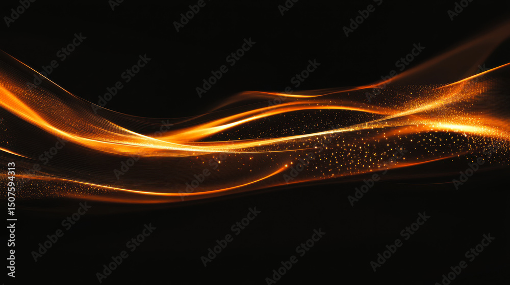 Aufkleber Dynamic golden wave patterns create a mesmerizing visual effect in a dark background space