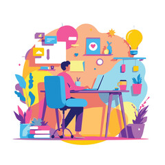 person working in the office vector illustration