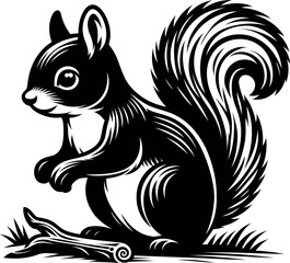 squirrel silhouette perched on a tree