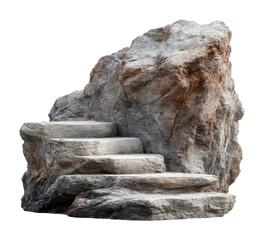 Natural stone steps leading upward location rock structure scenic environment unique concept isolated on transparent background