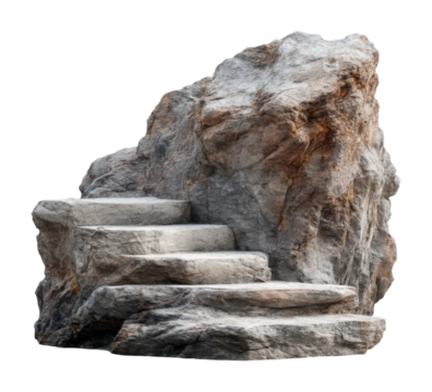 Natural stone steps leading upward location rock structure scenic environment unique concept isolated on transparent background