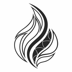 Naklejka premium Stylized flame design with intricate patterns representing passion and energy in black and white