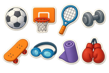 Sports sticker icons set – 3d, athletic and fitness symbols for dynamic design