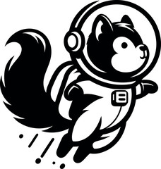 Astronaut squirrel silhouette in space