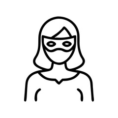 Obraz premium Line art of woman wearing mask and smiling in superhero style 