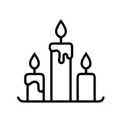 Obraz premium Three decorative candles with dripping wax in minimalistic style 