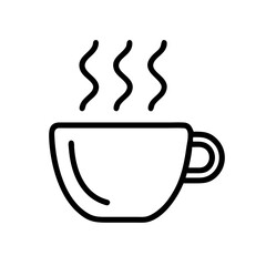 Hot cup of steaming beverage with rising vapors in minimalist style  